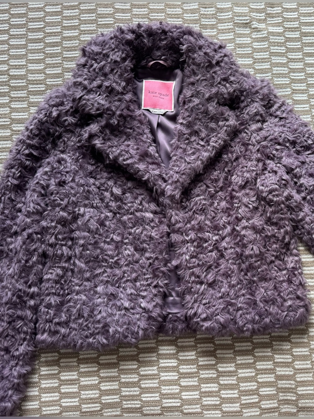 kate spade Plush Faux-Shearling Lavender Purple Faux-Fur Teddy Jacket